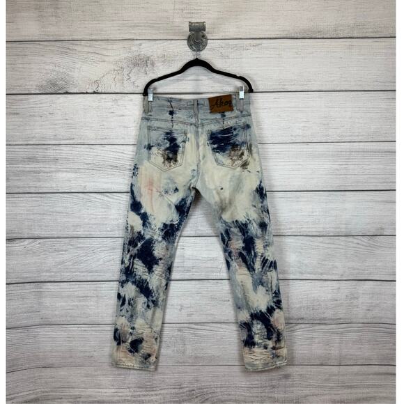 Akoo Men's No Rivals Distressed Paint Printed Big Oak Fit Jeans Size 32 - Picture 6 of 8